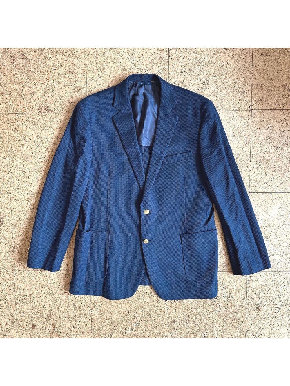 Brooks Brothers Regent Linen Blazer 44R Navy Gold Buttons Half Lined T. Sondrio